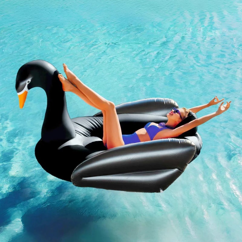 Vercico Giant Pool Float Adult Heavy Duty 70" Black Swan Pool Floaties for Adults Swimming Pool Lounger Float Pool Chair Float for Pool Games Beach Party Outdoor Water Play - Image 3